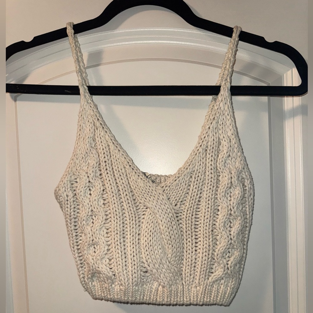 Free People Cream Cable Knit Women's Crop Top